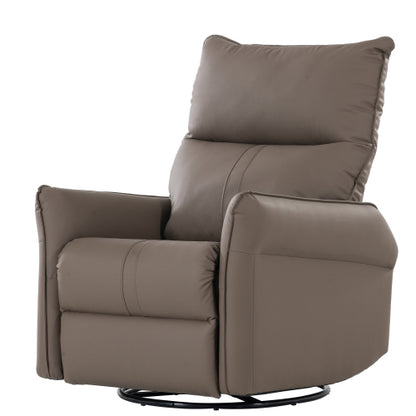 PU Rocking Recliner Chair,360° Swivel Nursery Rocking Chair,Glider Chair,Modern Small Rocking Swivel Recliner Chair for Bedroom,Living Room Chair Home Theater Seating,Side Pocket(Brown+360° Swivel)