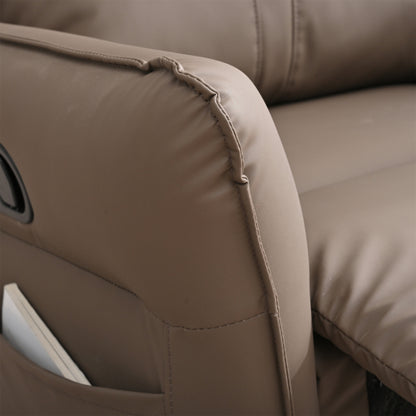 PU Rocking Recliner Chair,360° Swivel Nursery Rocking Chair,Glider Chair,Modern Small Rocking Swivel Recliner Chair for Bedroom,Living Room Chair Home Theater Seating,Side Pocket(Brown+360° Swivel)