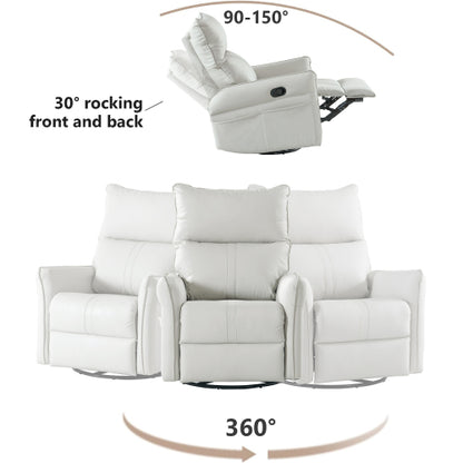 Rocking Recliner Chair,360 ° Swivel Nursery Rocking Chair,Glider Chair,Modern Small Rocking Swivel Recliner Chair for Bedroom,Living Room Chair Home Theater Seat,Side Pocket(Light Gray+360°Swivel)