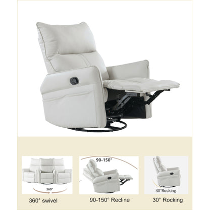 Rocking Recliner Chair,360 ° Swivel Nursery Rocking Chair,Glider Chair,Modern Small Rocking Swivel Recliner Chair for Bedroom,Living Room Chair Home Theater Seat,Side Pocket(Light Gray+360°Swivel)