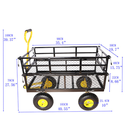 Wagon Cart Garden cart trucks make it easier to transport firewood Yellow+Black