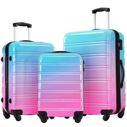 Hardshell Luggage Sets 3 Piece Gradient Color Expandable Suitcase with Spinner Wheels and TSA Lock Lightweight 20" 24" 28" Available,Blue and Red