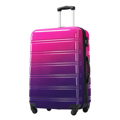 Hardshell Luggage Sets 3 Piece Gradient Color Expandable Suitcase with Spinner Wheels and TSA Lock Lightweight 20" 24" 28" Available,Purple and Pink