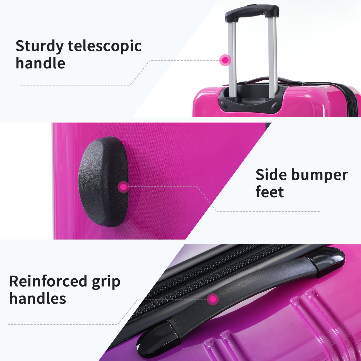 Hardshell Luggage Sets 3 Piece Gradient Color Expandable Suitcase with Spinner Wheels and TSA Lock Lightweight 20" 24" 28" Available,Purple and Pink