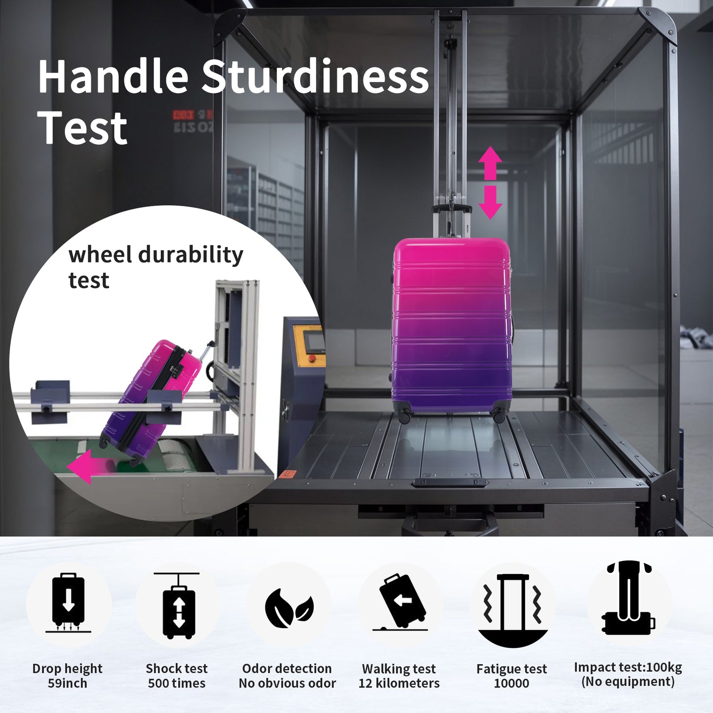 Hardshell Luggage Sets 3 Piece Gradient Color Expandable Suitcase with Spinner Wheels and TSA Lock Lightweight 20" 24" 28" Available,Purple and Pink