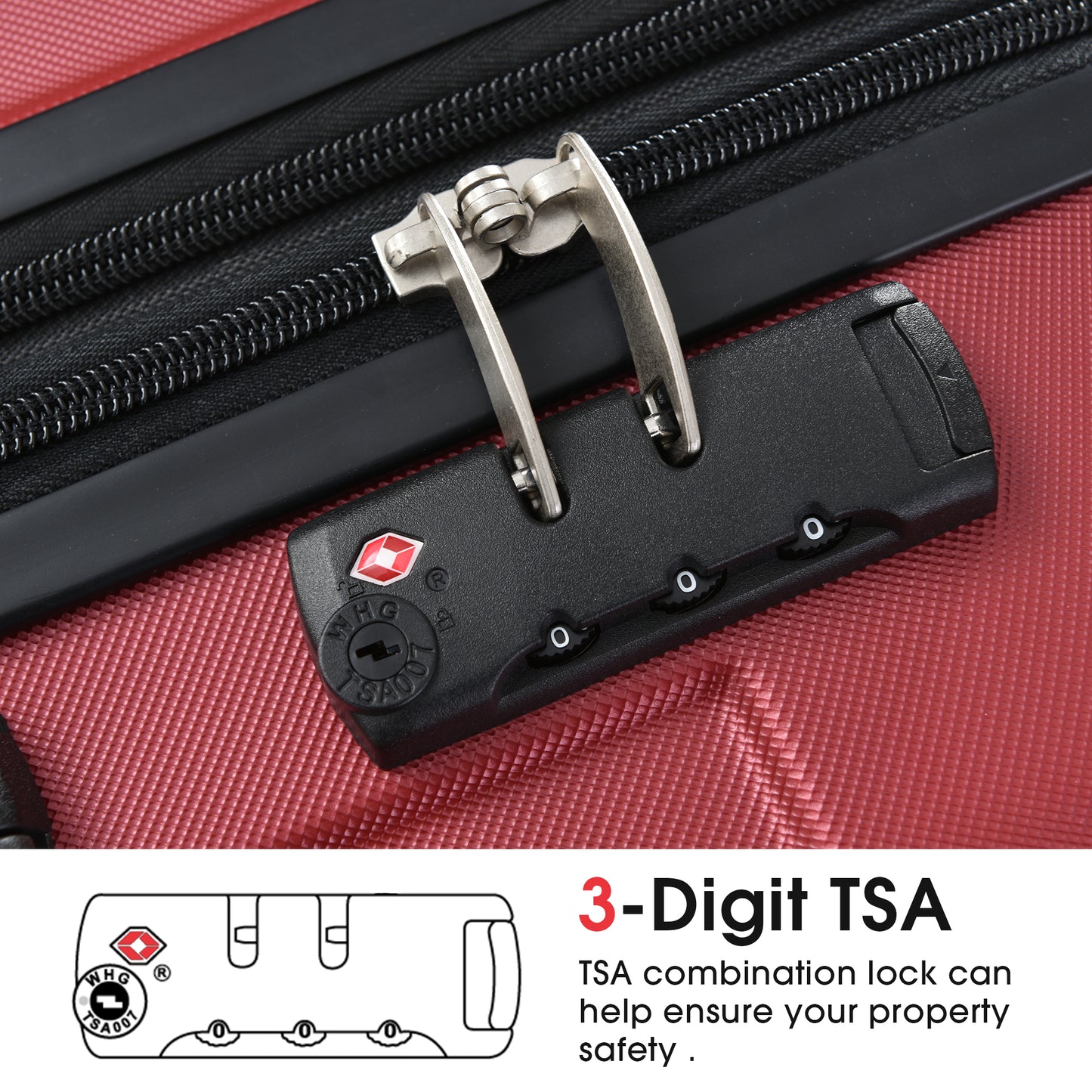 Luggage Sets 3 Piece, Expandable Hard shell ABS Suitcases with Double Spinner, Travel luggage Set with TSA Lock (20/24/28inch, Red)