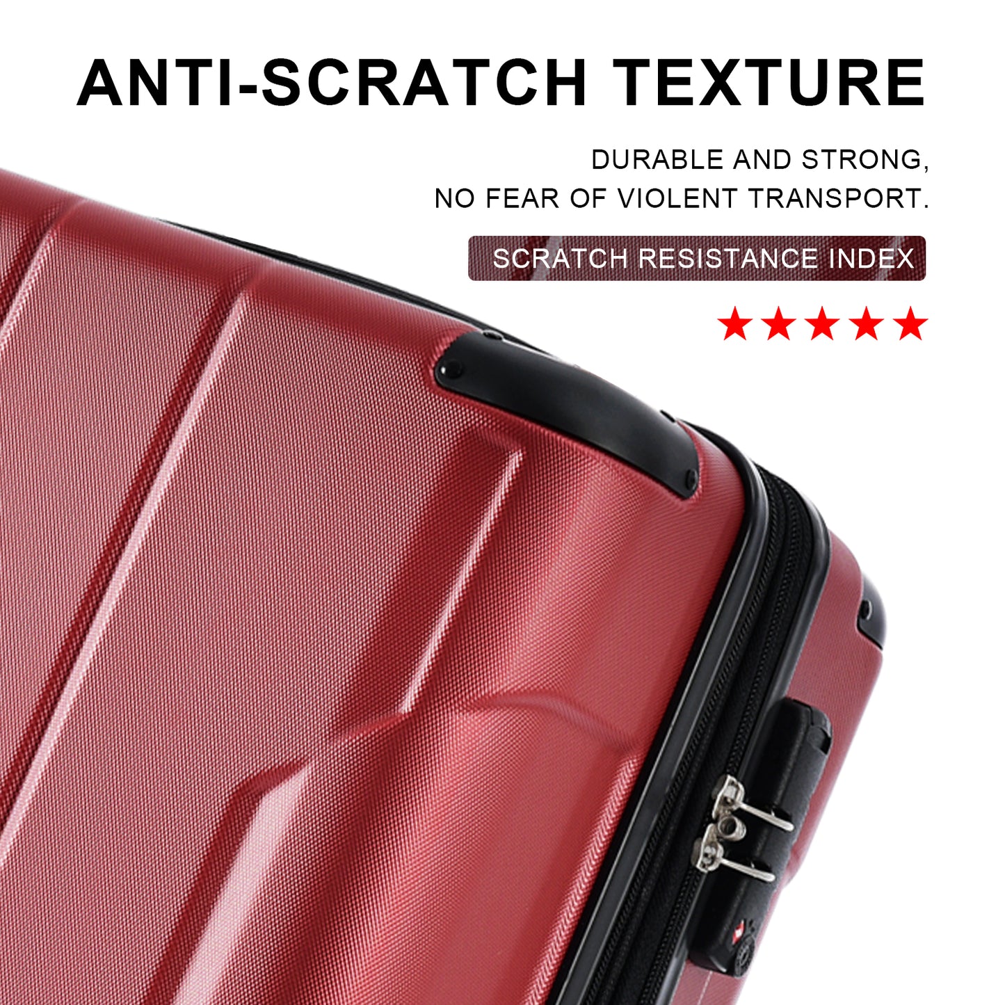 Luggage Sets 3 Piece, Expandable Hard shell ABS Suitcases with Double Spinner, Travel luggage Set with TSA Lock (20/24/28inch, Red)