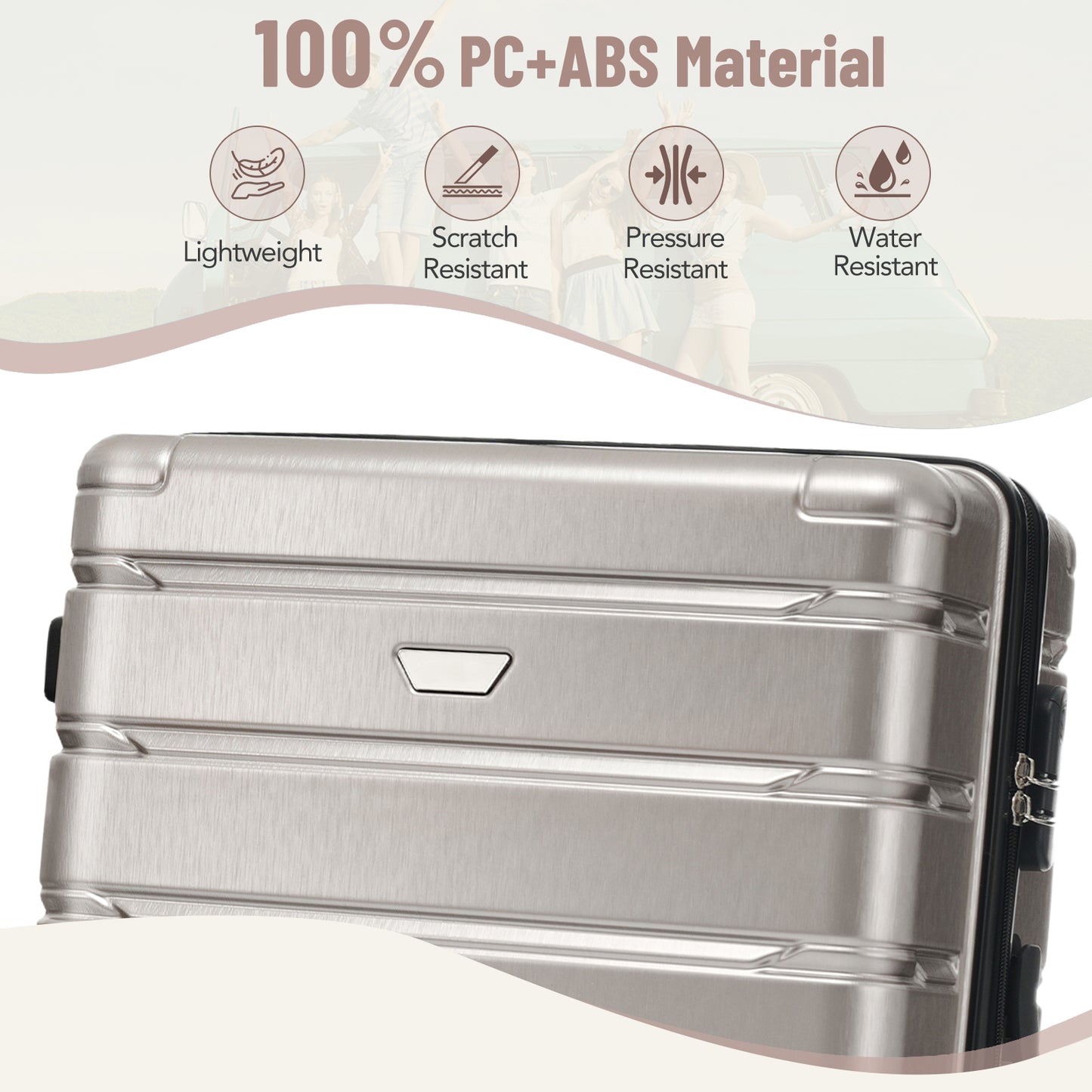 Hardshell Luggage Set 3 Piece, Durable ABS+PC Travel Suitcase with Spinner Wheels for Men Women (20/24/28 Inch)