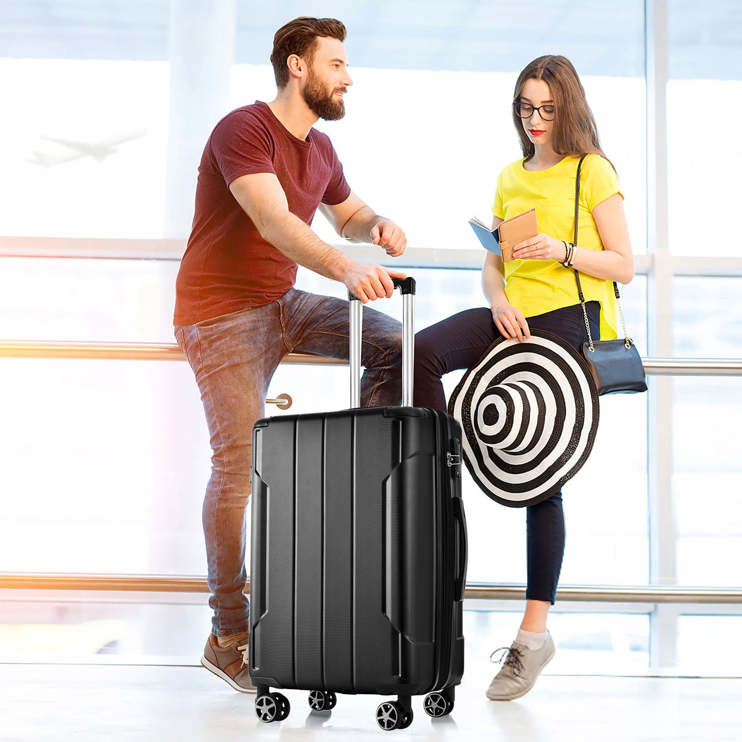 Hardshell Luggage, Lightweight Durable ABS Suitcases with Double Wheels, Expandable 28-inch Checked Luggage 28" (Single Luggage)