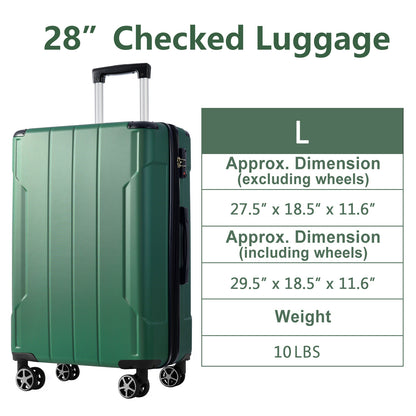 Hardshell Luggage, Lightweight Durable ABS Suitcases with Double Wheels, Expandable 28-inch Checked Luggage 28" (Single Luggage)