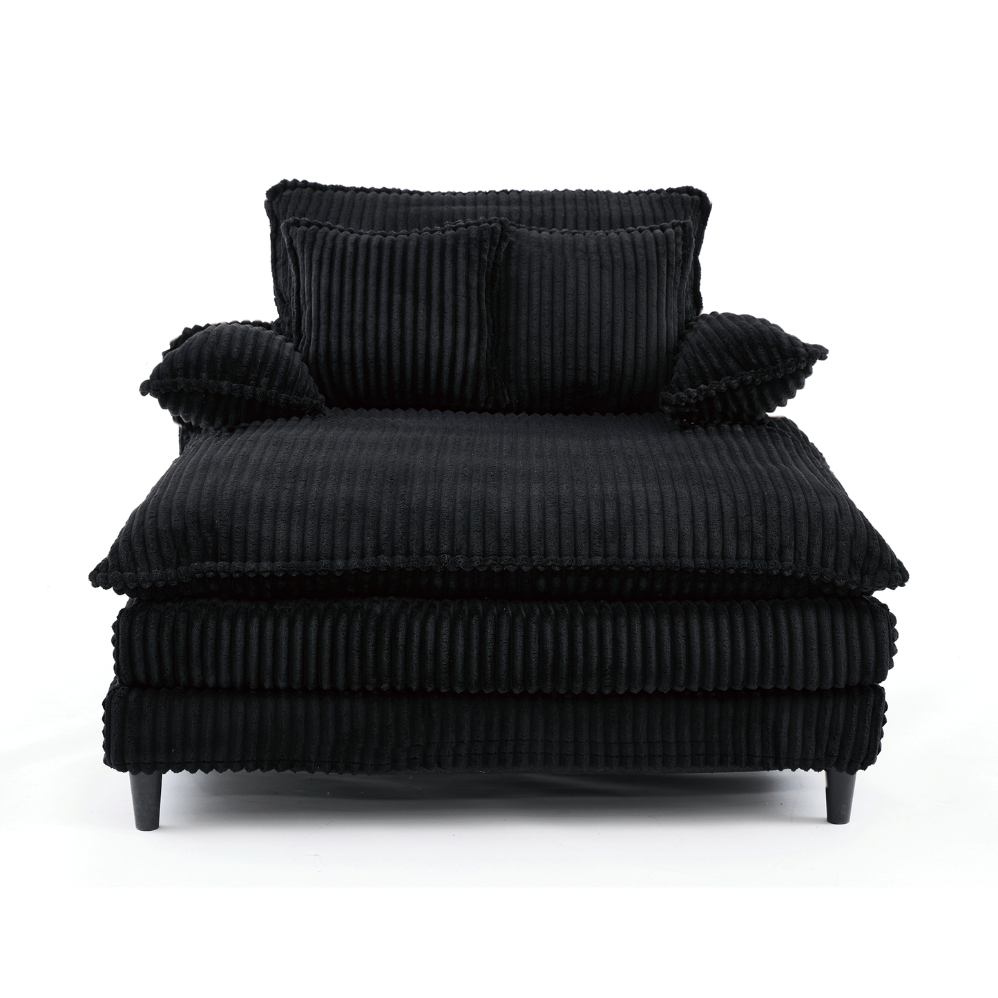54.75" W Oversized Chaise Lounge Chair,Fluffy cushioned sofa bed,Deep Seat,Corduroy,2 Pillows,4 gears can be adjusted,Leisure Sleeper Sofa Chair for Living Room, Black