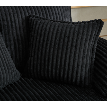 54.75" W Oversized Chaise Lounge Chair,Fluffy cushioned sofa bed,Deep Seat,Corduroy,2 Pillows,4 gears can be adjusted,Leisure Sleeper Sofa Chair for Living Room, Black