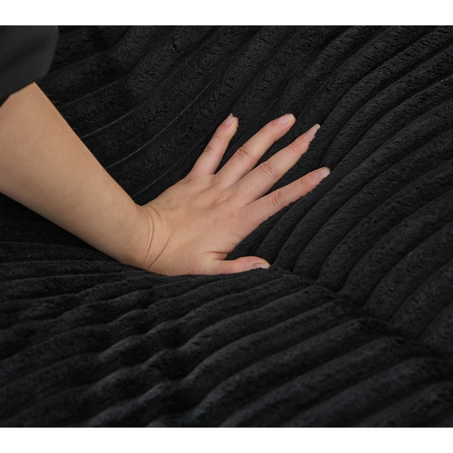 54.75" W Oversized Chaise Lounge Chair,Fluffy cushioned sofa bed,Deep Seat,Corduroy,2 Pillows,4 gears can be adjusted,Leisure Sleeper Sofa Chair for Living Room, Black