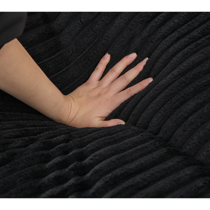 54.75" W Oversized Chaise Lounge Chair,Fluffy cushioned sofa bed,Deep Seat,Corduroy,2 Pillows,4 gears can be adjusted,Leisure Sleeper Sofa Chair for Living Room, Black