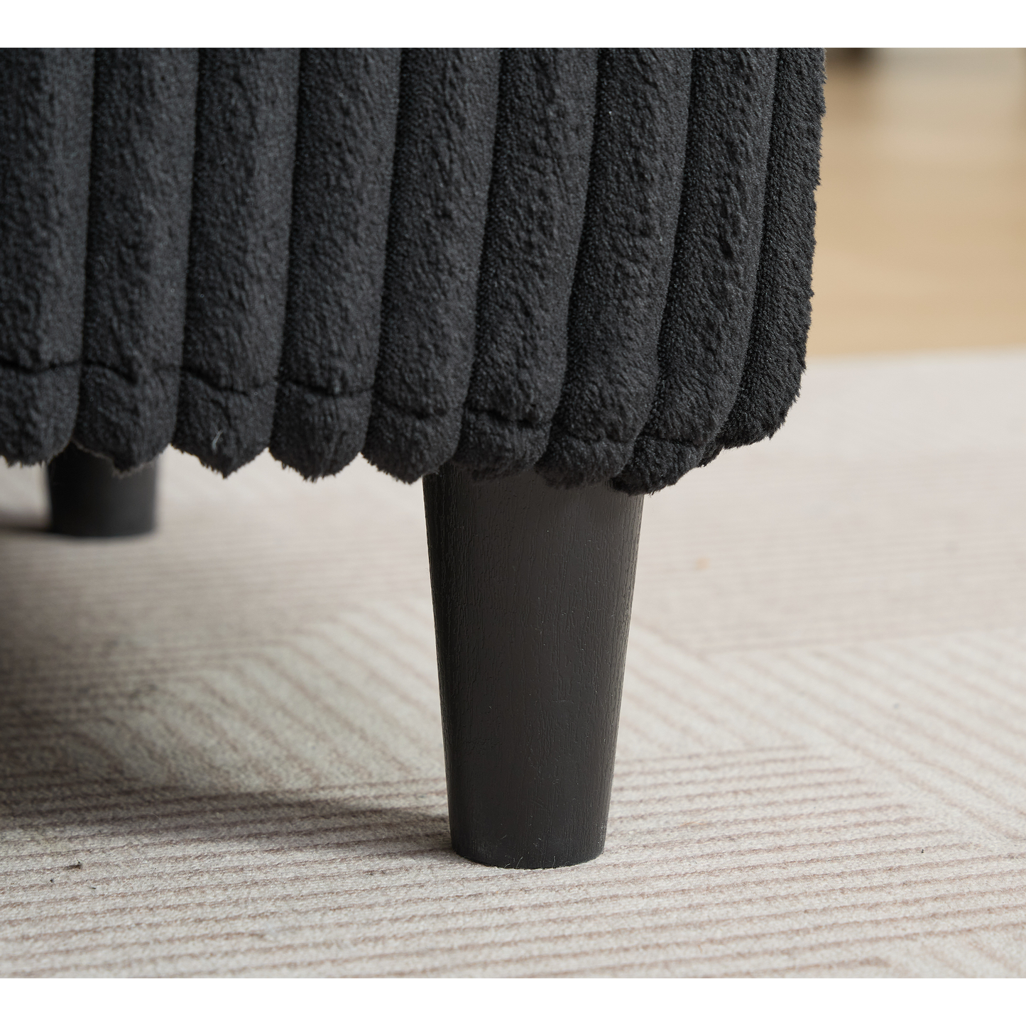 54.75" W Oversized Chaise Lounge Chair,Fluffy cushioned sofa bed,Deep Seat,Corduroy,2 Pillows,4 gears can be adjusted,Leisure Sleeper Sofa Chair for Living Room, Black