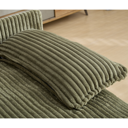 54.75" W Oversized Chaise Lounge Chair,Fluffy cushioned sofa bed,Deep Seat,Corduroy,2 Pillows,Four gears can be adjusted,Leisure Sleeper Sofa Chair for Living Room,Green