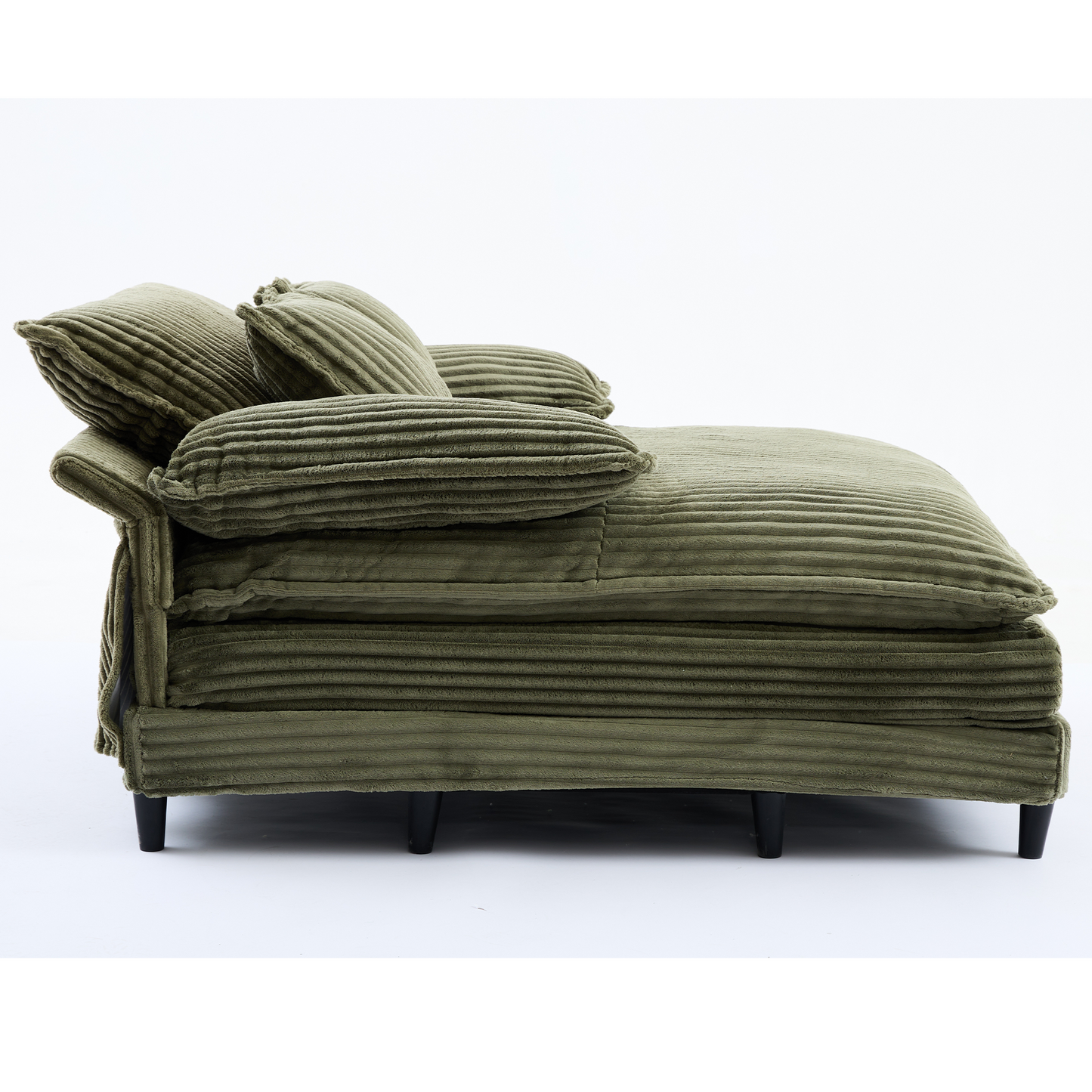 54.75" W Oversized Chaise Lounge Chair,Fluffy cushioned sofa bed,Deep Seat,Corduroy,2 Pillows,Four gears can be adjusted,Leisure Sleeper Sofa Chair for Living Room,Green