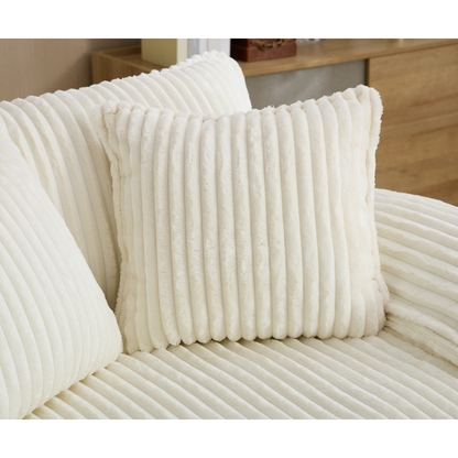 54.75" W Oversized Chaise Lounge Chair,Fluffy Cushioned Sofa Bed,Deep Seat,Corduroy,2 Pillows,Four Gears Can Be Adjusted,Leisure Sleeper Sofa Chair for Living Room,Beige