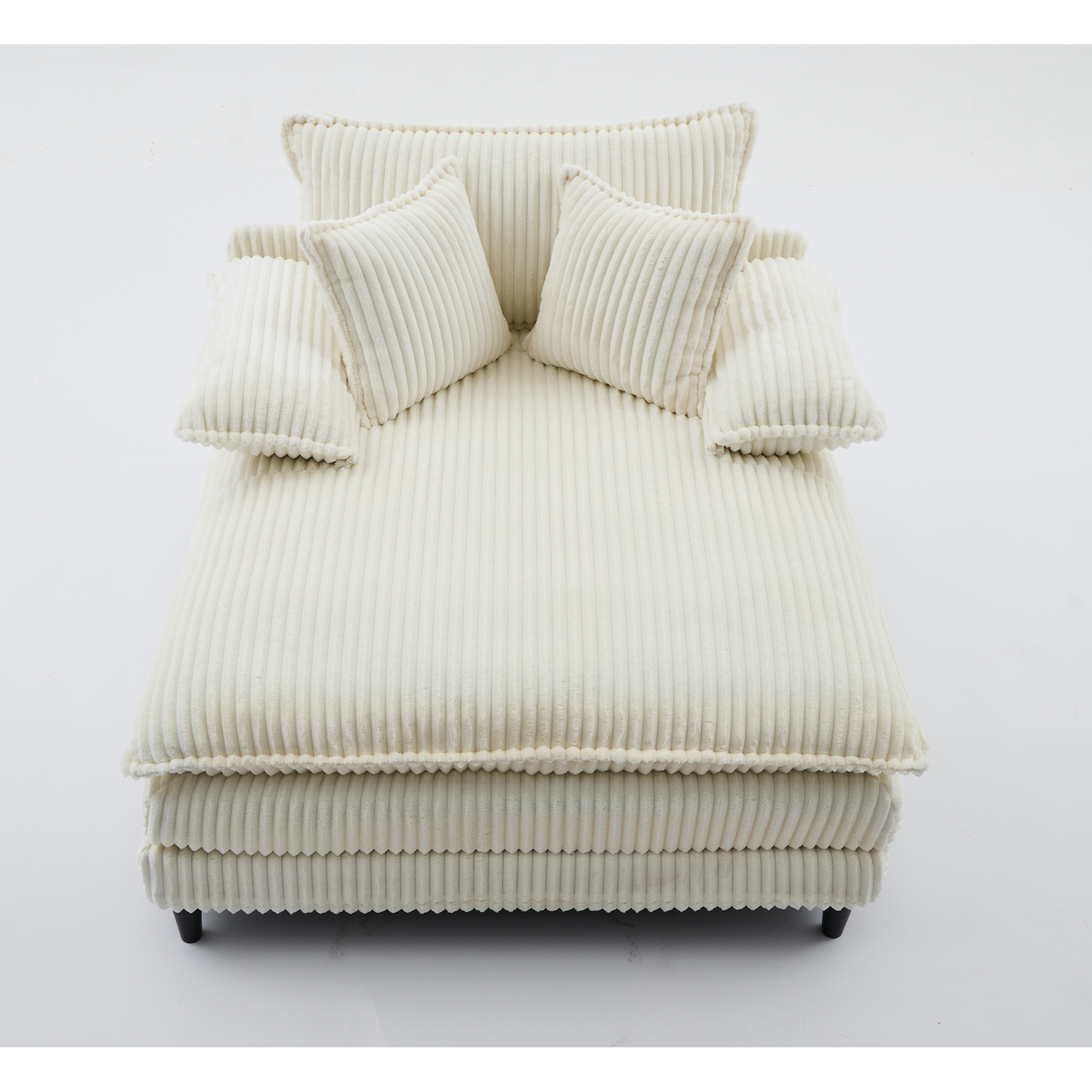 54.75" W Oversized Chaise Lounge Chair,Fluffy Cushioned Sofa Bed,Deep Seat,Corduroy,2 Pillows,Four Gears Can Be Adjusted,Leisure Sleeper Sofa Chair for Living Room,Beige