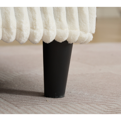 54.75" W Oversized Chaise Lounge Chair,Fluffy Cushioned Sofa Bed,Deep Seat,Corduroy,2 Pillows,Four Gears Can Be Adjusted,Leisure Sleeper Sofa Chair for Living Room,Beige