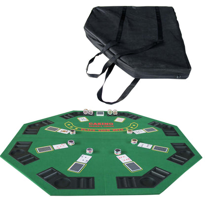 INO Design 48" Folding Poker Tabletop for 8-Player Texas Holdem Octagon Casino Game Portable Layout Mat Green