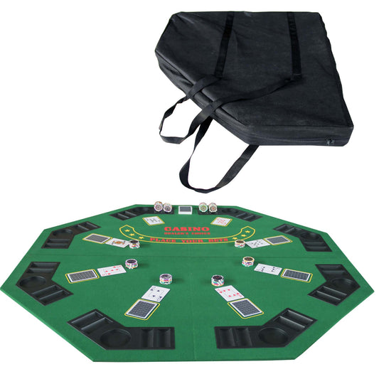 INO Design 48" Folding Poker Tabletop for 8-Player Texas Holdem Octagon Casino Game Portable Layout Mat Green
