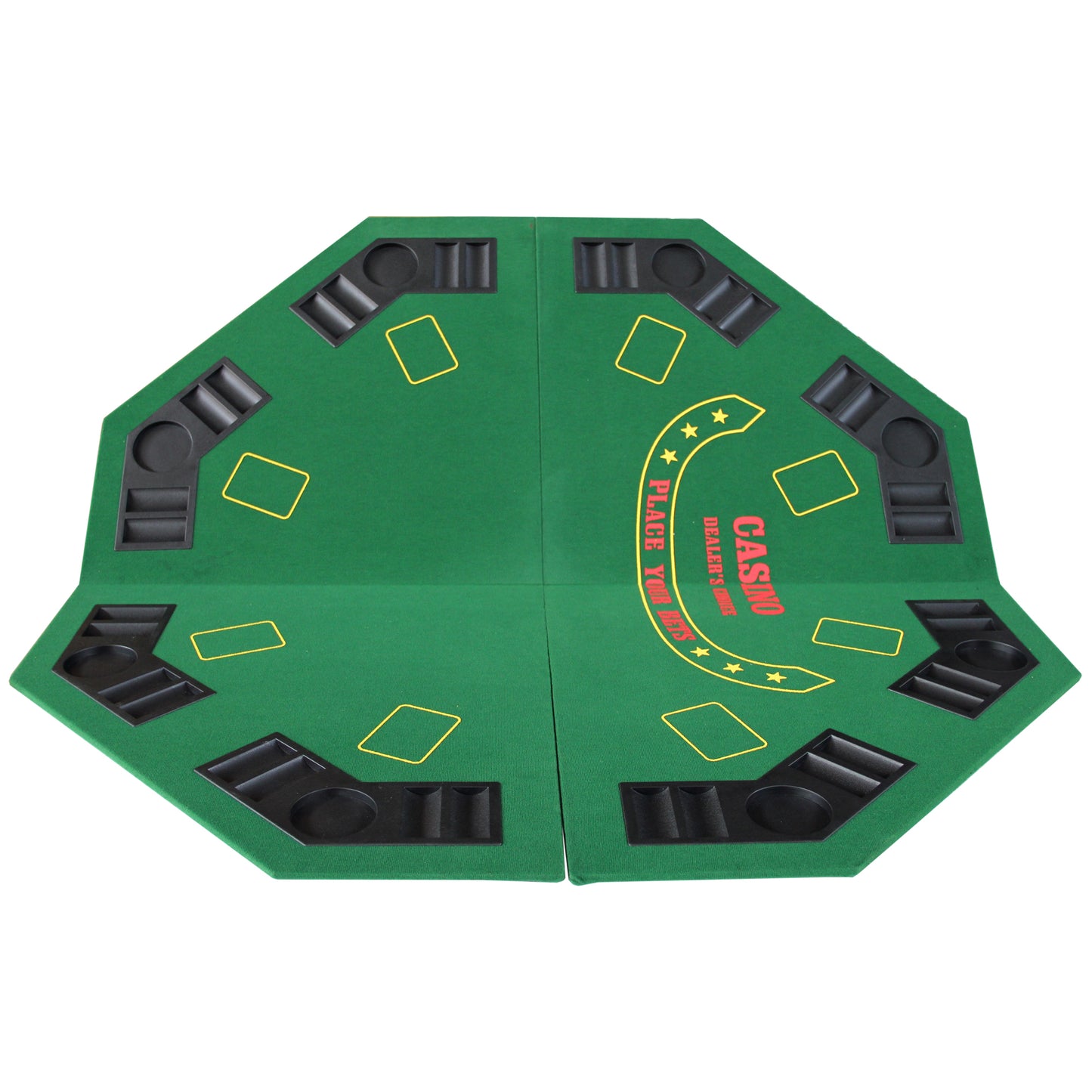 INO Design 48" Folding Poker Tabletop for 8-Player Texas Holdem Octagon Casino Game Portable Layout Mat Green
