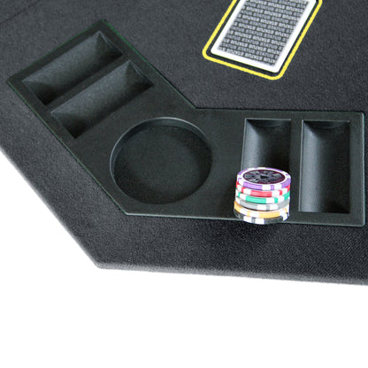 INO Design 48" Folding Poker Tabletop for 8-Player Texas Holdem Octagon Casino Game Portable Layout Mat Black