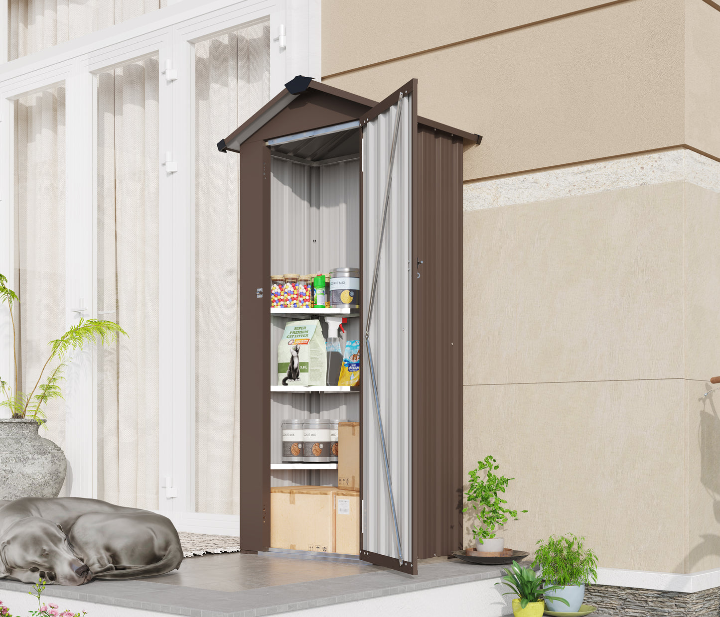 Campcraft High quality galvanized iron sheet,waterproof design, reasonable internal space planning,equipped with a solid lock system,easy to assemble and move,Small Metal Compact Garden Shed