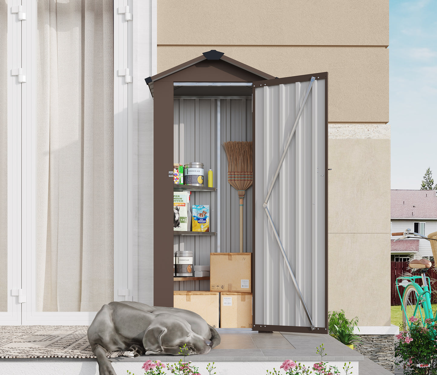 Campcraft High quality galvanized iron sheet,waterproof design, reasonable internal space planning,equipped with a solid lock system,easy to assemble and move,Small Metal Compact Garden Shed