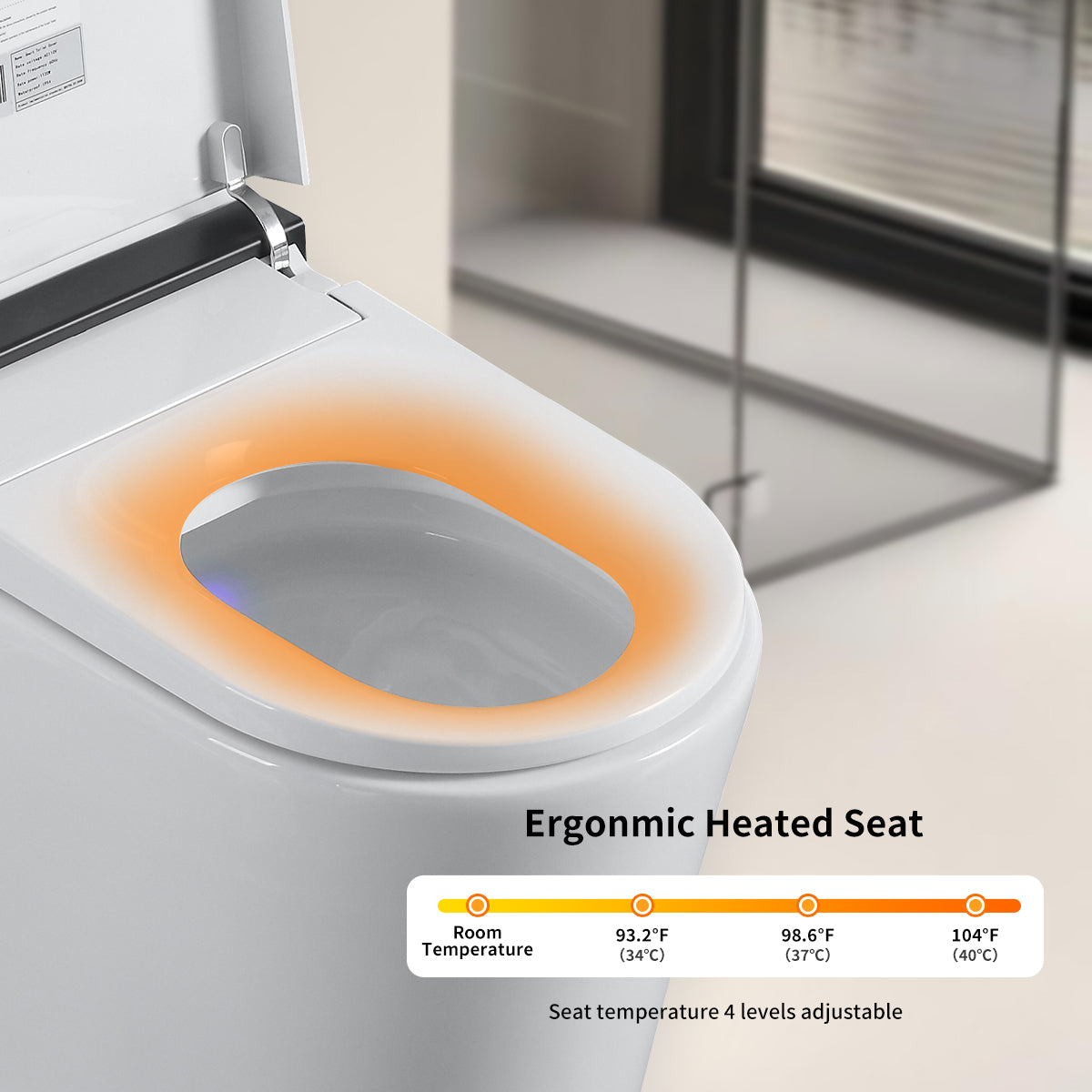 Smart Toilet with Bidet Seat Built-in,Auto Open/Close Seat, Foot Sensor, LED Display,Night Light, Warm Water & Dryer,Revolving lamp,Side Knob With Multiple Controls