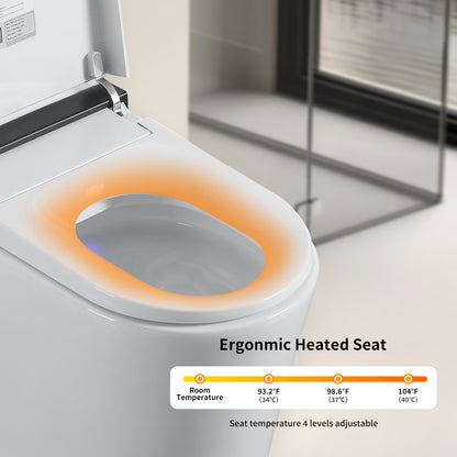 Smart Toilet with Bidet Seat Built-in,Auto Open/Close Seat, Foot Sensor, LED Display,Night Light, Warm Water & Dryer,Revolving lamp,Side Knob With Multiple Controls