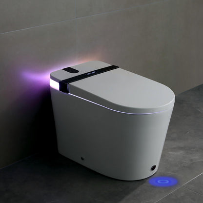Smart Toilet with Bidet Seat Built-in,Auto Open/Close Seat, Foot Sensor, LED Display,Night Light, Warm Water & Dryer,Revolving lamp,Side Knob With Multiple Controls