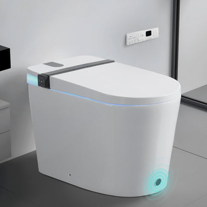 Smart Toilet with Bidet Seat Built-in,Auto Open/Close Seat, Foot Sensor, LED Display,Night Light, Warm Water & Dryer,Revolving lamp,Side Knob With Multiple Controls