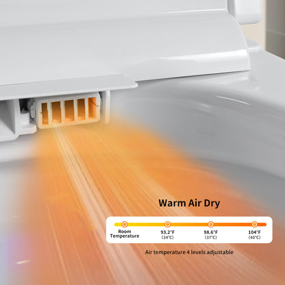 Smart Toilet with Bidet Seat Built-in,Auto Open/Close Seat, Foot Sensor, LED Display,Night Light, Warm Water & Dryer,Revolving lamp,Side Knob With Multiple Controls