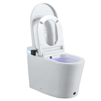 Smart Toilet with Bidet Seat Built-in,Auto Open/Close Seat, Foot Sensor, LED Display,Night Light, Warm Water & Dryer,Revolving lamp,Side Knob With Multiple Controls