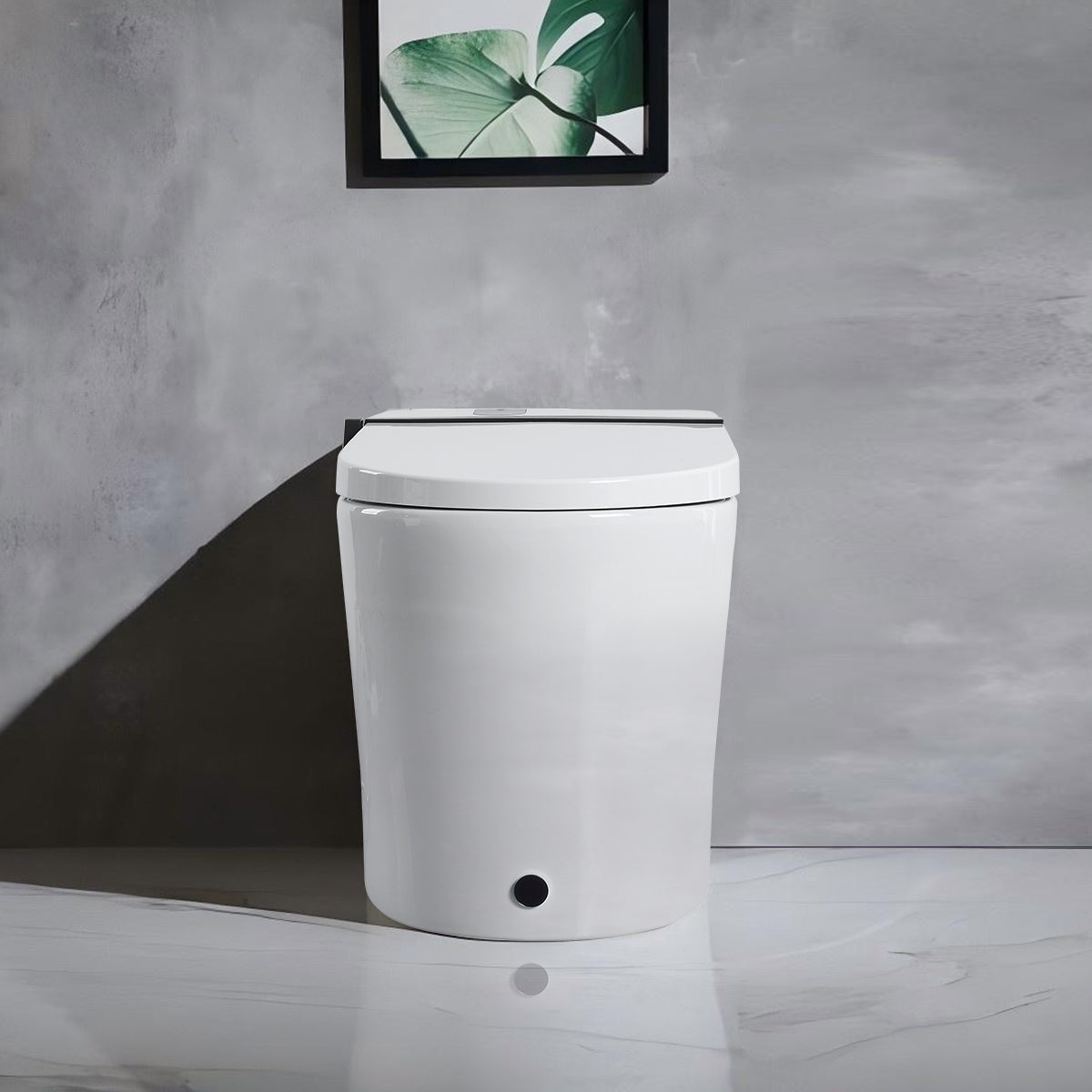 Smart Toilet with Bidet Seat Built-in,Auto Open/Close Seat, Foot Sensor, LED Display,Night Light, Warm Water & Dryer,Revolving lamp,Side Knob With Multiple Controls