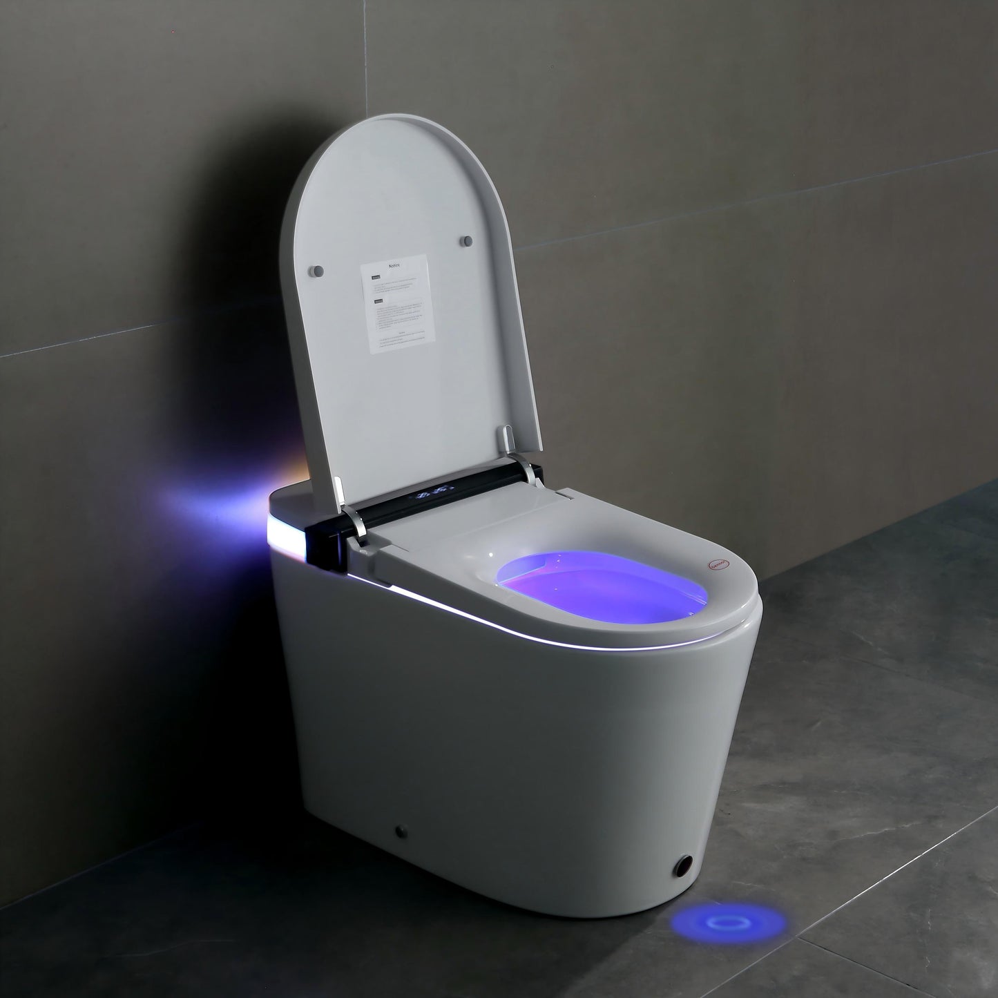Smart Toilet with Bidet Seat Built-in,Auto Open/Close Seat, Foot Sensor, LED Display,Night Light, Warm Water & Dryer,Revolving lamp,Side Knob With Multiple Controls