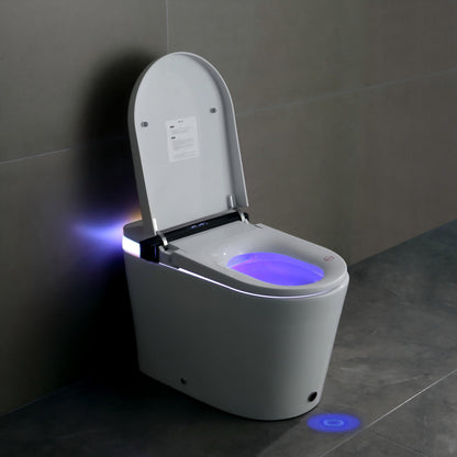 Smart Toilet with Bidet Seat Built-in,Auto Open/Close Seat, Foot Sensor, LED Display,Night Light, Warm Water & Dryer,Revolving lamp,Side Knob With Multiple Controls