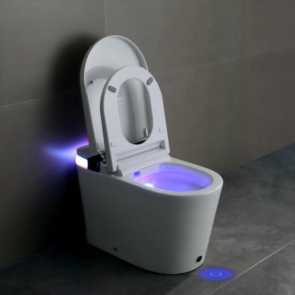 Smart Toilet with Bidet Seat Built-in,Auto Open/Close Seat, Foot Sensor, LED Display,Night Light, Warm Water & Dryer,Revolving lamp,Side Knob With Multiple Controls