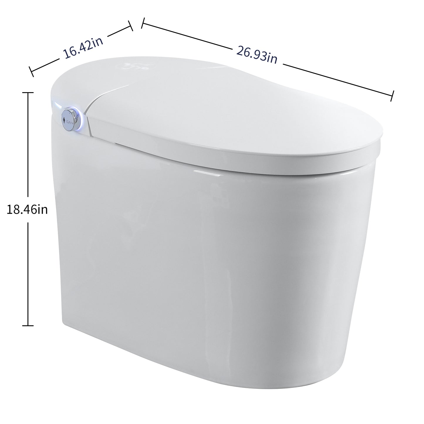 Tankless Smart Toilet With Bidet Built In, One-piece, Auto Flush, Auto Open/Close,Heated Seat, Bubble Wash,Warm Water and Dry, Adjustable Temp,Remote Control Side Know