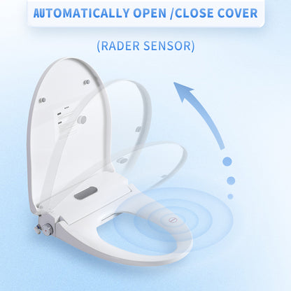 Smart Bidet Toilet Seat with Side Knob Adjustable Heated Seat with Water Temperature and Pressure Adjustment Portable Bidet,Auto open/close,Night Light, Only Seat