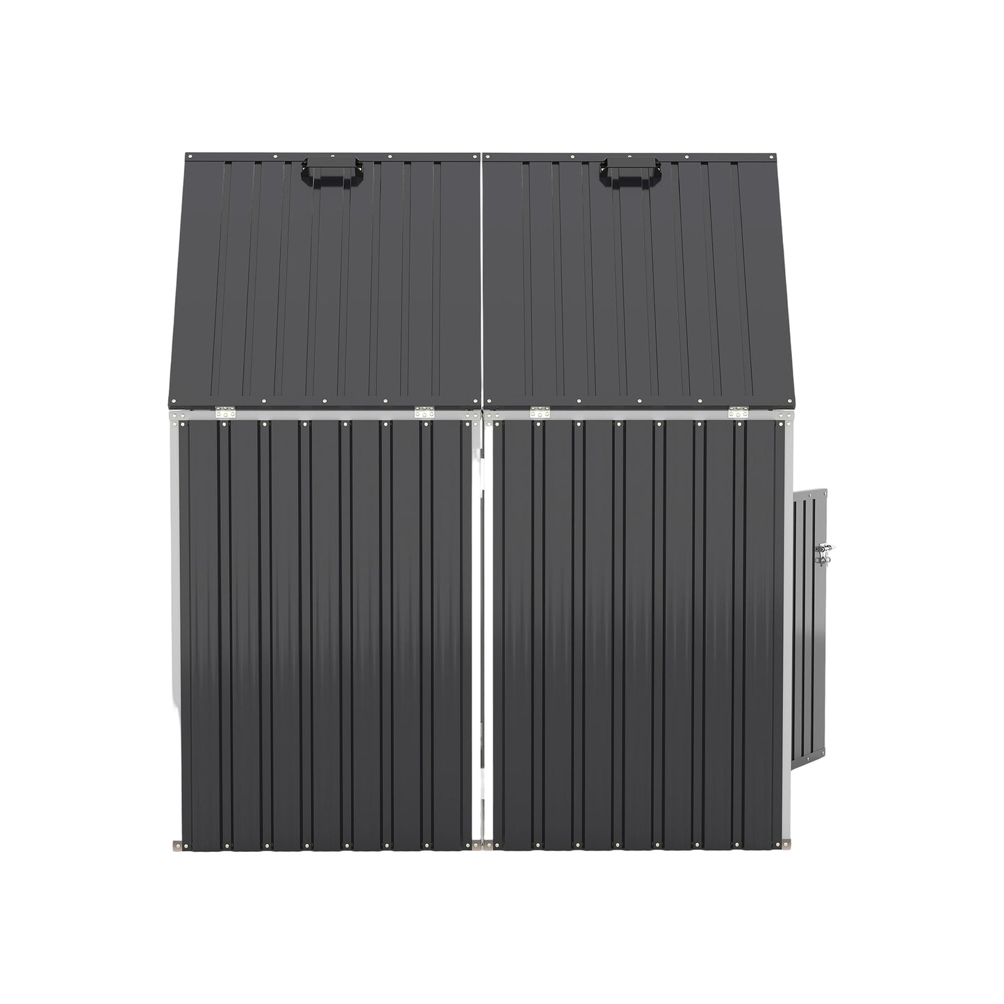 Garbage Bin Shed Stores 2 Trash Cans Metal Outdoor Bin Shed for Garbage Storage,54 cubic feet of space,Stainless Galvanized Steel, Bin Shed for Garden Yard Lawn,Grey