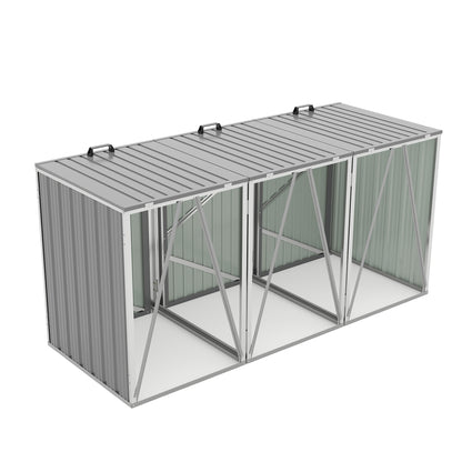 Garbage Bin Shed Stores 3 Trash Cans with Pneumatic Support Rod, with Lockable Doors & Waterproof Lid Chain, for Patio,Garden,Backyard,Grey