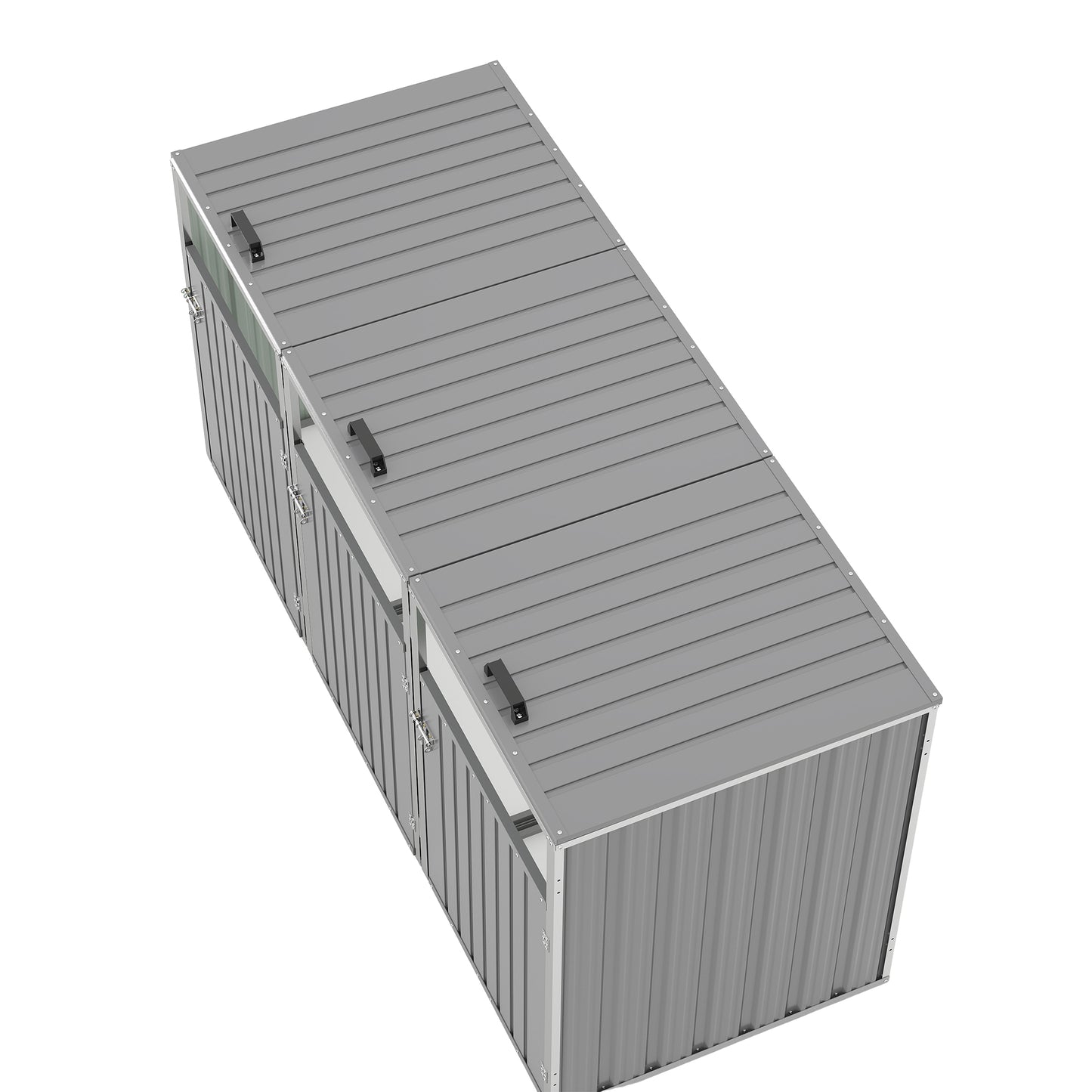 Garbage Bin Shed Stores 3 Trash Cans with Pneumatic Support Rod, with Lockable Doors & Waterproof Lid Chain, for Patio,Garden,Backyard,Grey