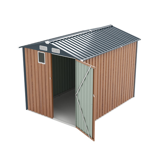 6x8FT Outdoor Steel Storage Shed with Clear Window, Lockable Doors, Compact Metal Tool Shed for Garden, Backyard, Patio, Utility, and Bike Storage,yellow