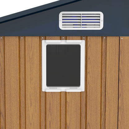 6x8FT Outdoor Steel Storage Shed with Clear Window, Lockable Doors, Compact Metal Tool Shed for Garden, Backyard, Patio, Utility, and Bike Storage,yellow