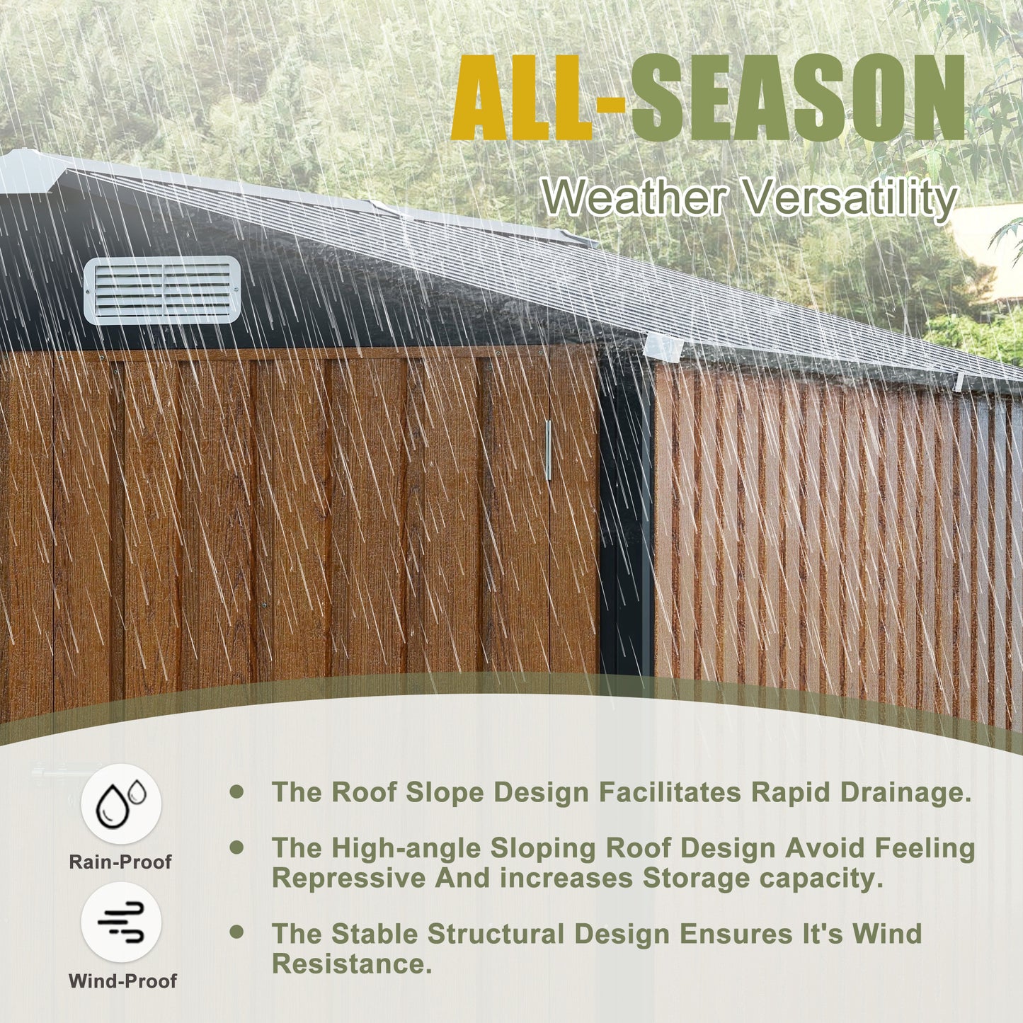 6x8FT Outdoor Steel Storage Shed with Clear Window, Lockable Doors, Compact Metal Tool Shed for Garden, Backyard, Patio, Utility, and Bike Storage,yellow