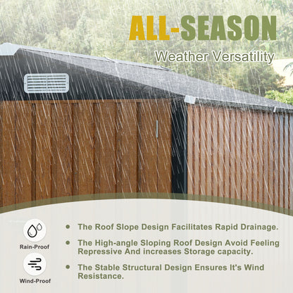 6x8FT Outdoor Steel Storage Shed with Clear Window, Lockable Doors, Compact Metal Tool Shed for Garden, Backyard, Patio, Utility, and Bike Storage,yellow