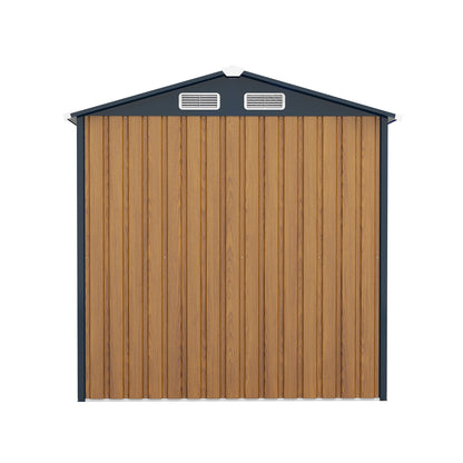 6x8FT Outdoor Steel Storage Shed with Clear Window, Lockable Doors, Compact Metal Tool Shed for Garden, Backyard, Patio, Utility, and Bike Storage,yellow